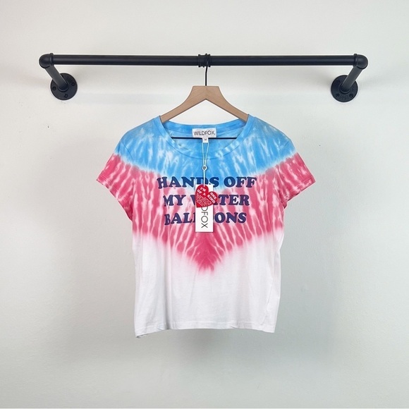 NWT Wildfox Hands Off My Water Balloons Tie Dye Short Sleeve Tee - Picture 4 of 7